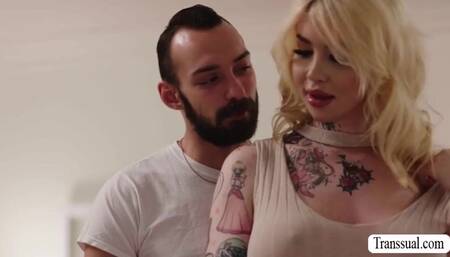 TS Gracie Jane bareback fuck her partner