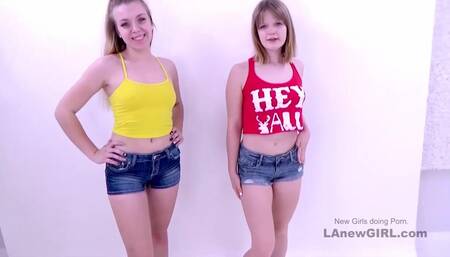 Lesbian Babes use strap on to feel great in studio