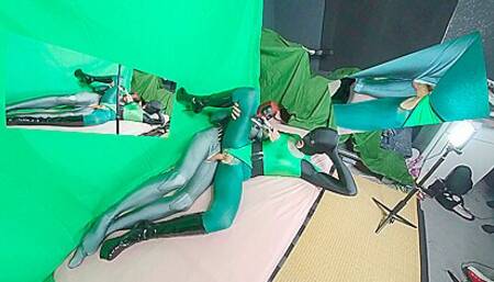 Nora Fox - Full Green Leotard And Nylon