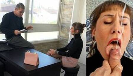 SLUT STUDENT drinks the professor's CUM big cumshot on the face 3 shooting angles