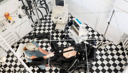 Examination and fuck machine treatment