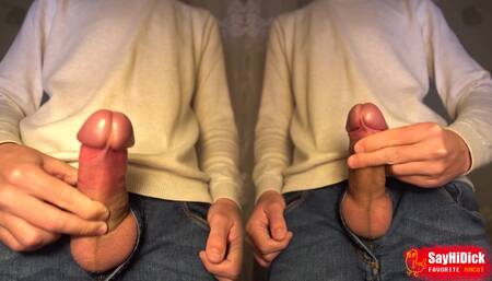 Two step brothers their uncircumcised big cocks on camera - double video