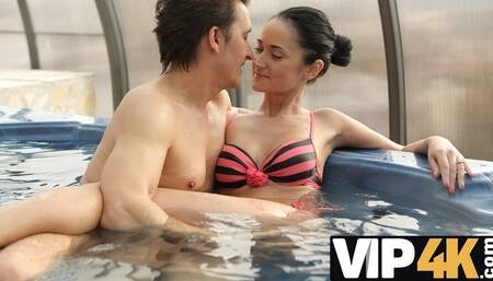 OLD4K. Svelte girl facialized after passionate sex with her old lover