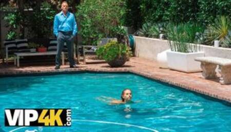 Nymph enjoys taboo sex with BFs dad on hot summer day