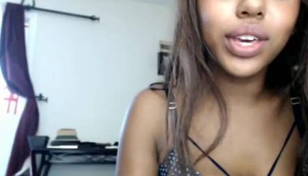 Sexy Green Eyed ebony sucks & fucks BWC (Webcam)