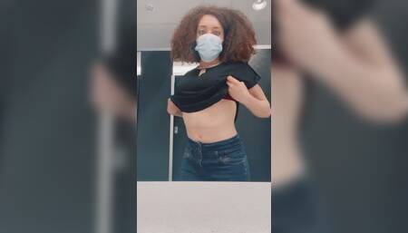 TL - Mixed cutie showing her ass in locker room