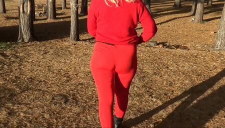 Big ass in Leggings red
