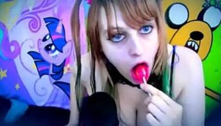 beauty sucking and licking lollipop ear to ear asmr