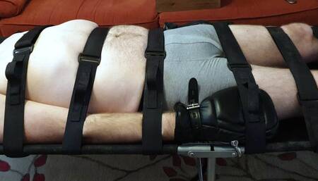 Two women torment strapped down man 4-BBW bondage,BBW domination,male bondage,man in bondage,amateur,double domination,bound and gagged man,strapped down,man tied up,hand over mouth,CBT,nipple torment,tickling,handjob,