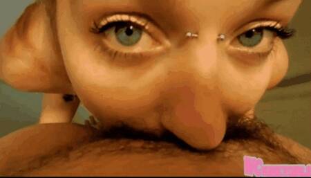 Deep blowjob and hard throat fucking under the shower