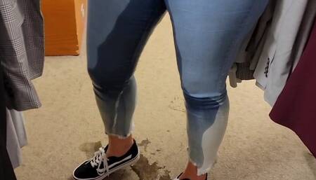 Lexi's fearless wetting at the mall plus rewet