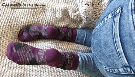 Getting Off on My Purple Argyle Socked Feet -  Point-of-View Voyeur Foot Fingering Fun! A Custom Request! Video #0046 HD Version