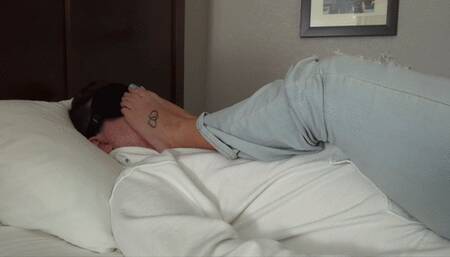 I sit on my slave and make him worship my feet