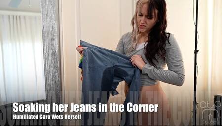 Soaking her Jeans in the Corner - Cara Wets Herself - 1080p