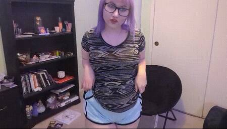 Massaging my belly with glittery oil [HD MP4]