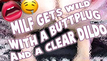 Chubby MILF plays with a buttplug in her tight ass, and rides a huge dildo while you watch BBW, clear dildo, ass winking, anal, masturbate, mature, tattoos, Candice Cougar (MP4)