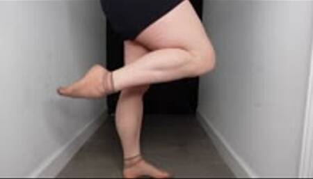 Calf Muscle Flex in Sheer Tan Ankle Socks MP4 1080 Silent Clip