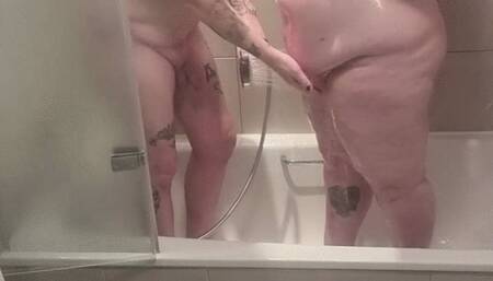 BBW in shower with partner