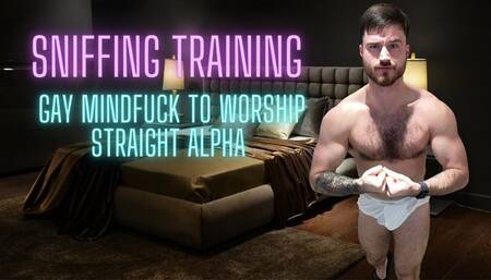 Sniffing training - gay mindfucked to worship straight alpha