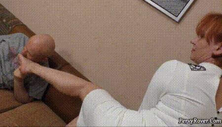 Sexyy Cruel Amazon Redhead Foot Worship With Foot On Face Slapping