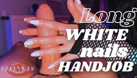 Long White Nails Handjob