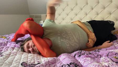 Three And Half Minutes Of Hell | Brutal Headscissors In Red Lingerie | Reverse Triangle | WMV