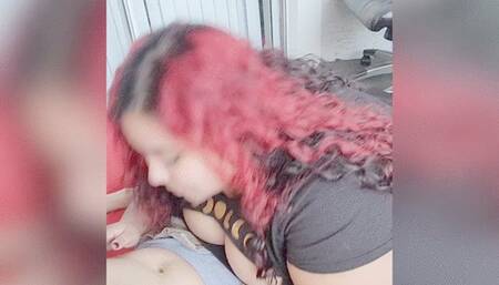 Bbw gives titjob to big cock outside where neighbors could possibly see