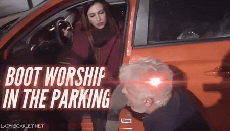Lady Scarlet - Boot worship in the parking (mobile)