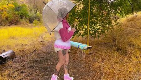 Out for a long day diaper playing in the rain