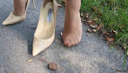 going for a walk with just one shoe on and Pantyhose HD wmv 1920x1080