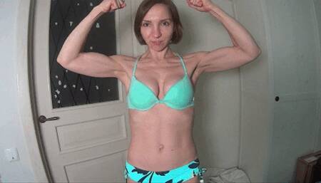 Muscles posing in bright bikini 3 (MC)