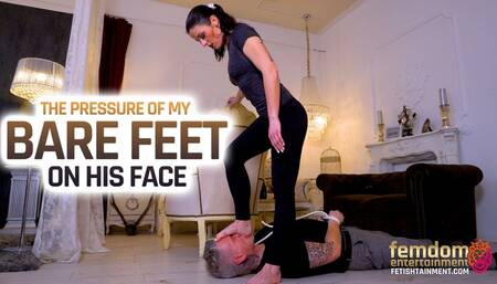 Impressed by my bare feet, he feels my foot pressure ( Foot Domination with Lady Nicole ) - FULL HD MP4