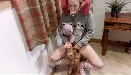 Riding and humping the rocking toy