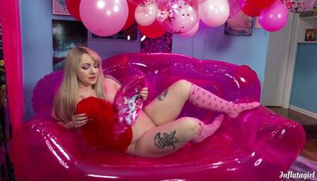 Squirting Wet & Messy Pink Inflatable Couch Deflation