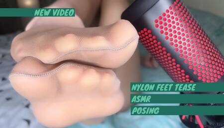 Nude nylon feet tease
