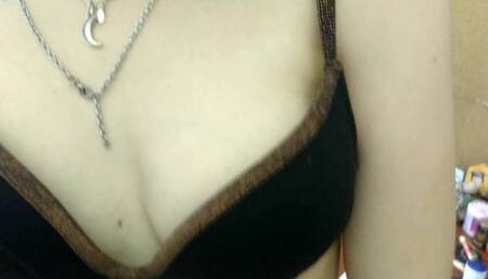 Gentle home cute striptease close up