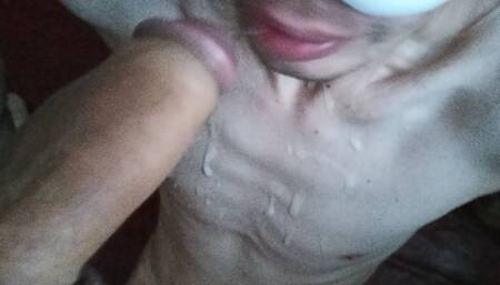 Jump on a dick with cum without a condom !!!