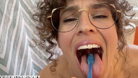 Watching stepmom brush her teeth goes north