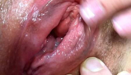 Please fuck me and cum inside. Female orgasm. Close-up gaping pussy and dripping creampie.