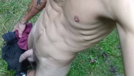 Naked walk in the woods