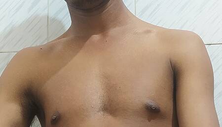 Indian desi boy manish hot dick cumshot on bathroom