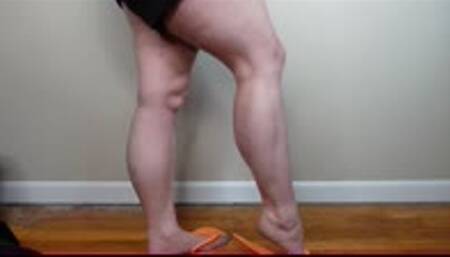 Calf Muscle Flex in Orange Flip Flops WMV 1080 Silent Clip