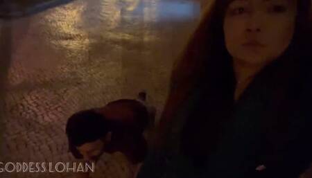 Goddess Lohan - Indian Slave is Humiliated in Passeio Publico in Portugal - 720mp