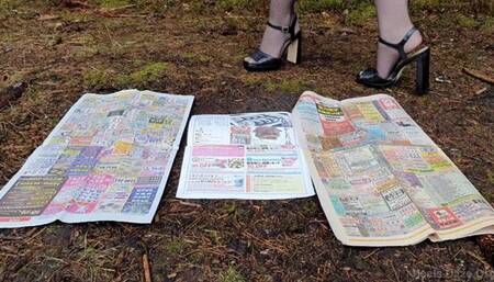 Newspaper Crush in High Heel Sandals