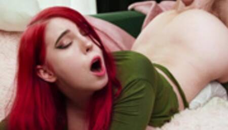 She loves that dick. Rough fuck with horny redhead. 2 cumshots - MollyRedWolf