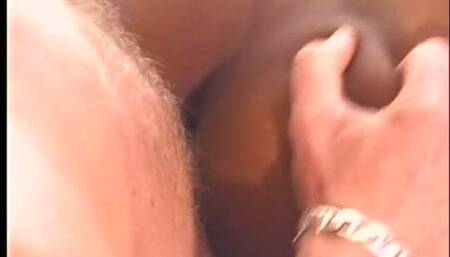 Horny black ho sucks cocks and gets double penetration