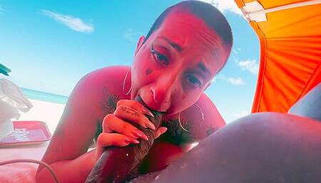 Gia Lovely Sucks Louies Huge Cock On Public Beach P3