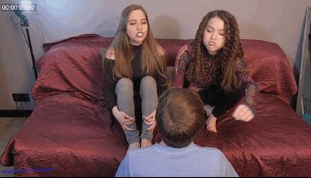 0023RB Goddess Bertie and Rebecca Submit your dirty face schmuck! We will spit on you! Suck our fingers) [mp4]