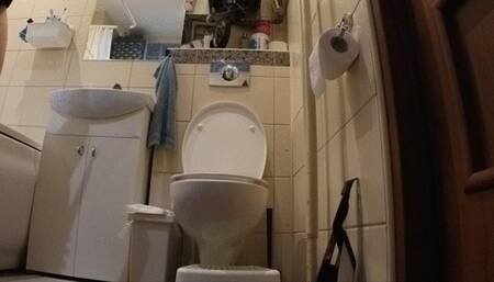 Sexy legs teasing while stinky toilet visit