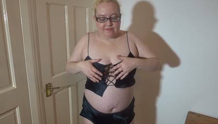 Sexy Black Silk Nighty striptease